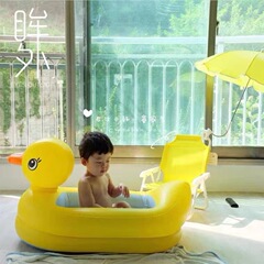 ドロップシッピングインフレータブルアヒル浴槽ベビースイミングプール水小さな黄色いアヒルインフレータブル浴槽子供用浴槽