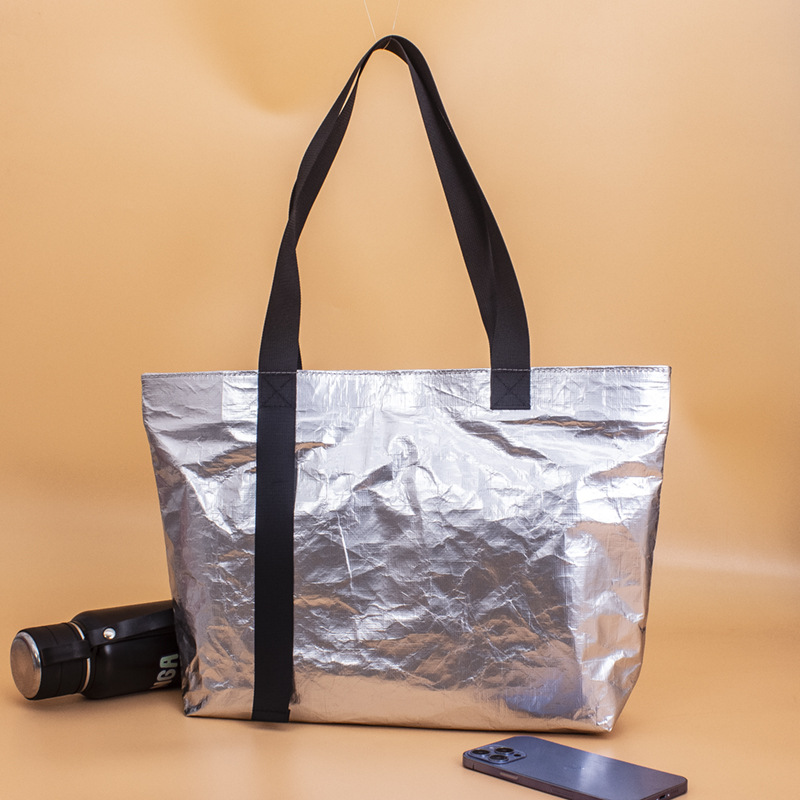 杜邦纸袋双手提银色特卫强撕不烂礼品袋简约时尚便携收纳购物袋子