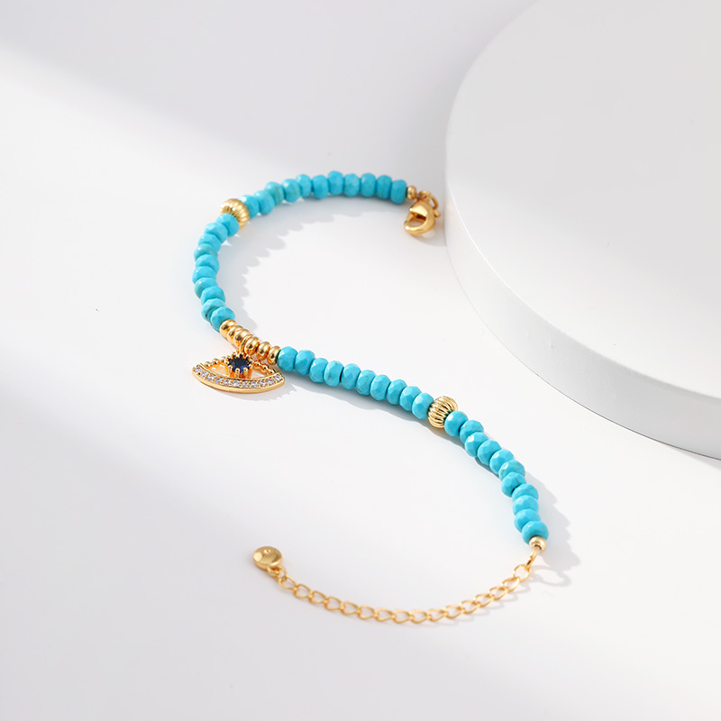 Retro Eye Turquoise Plating Rhinestones Bracelets 1 Piece