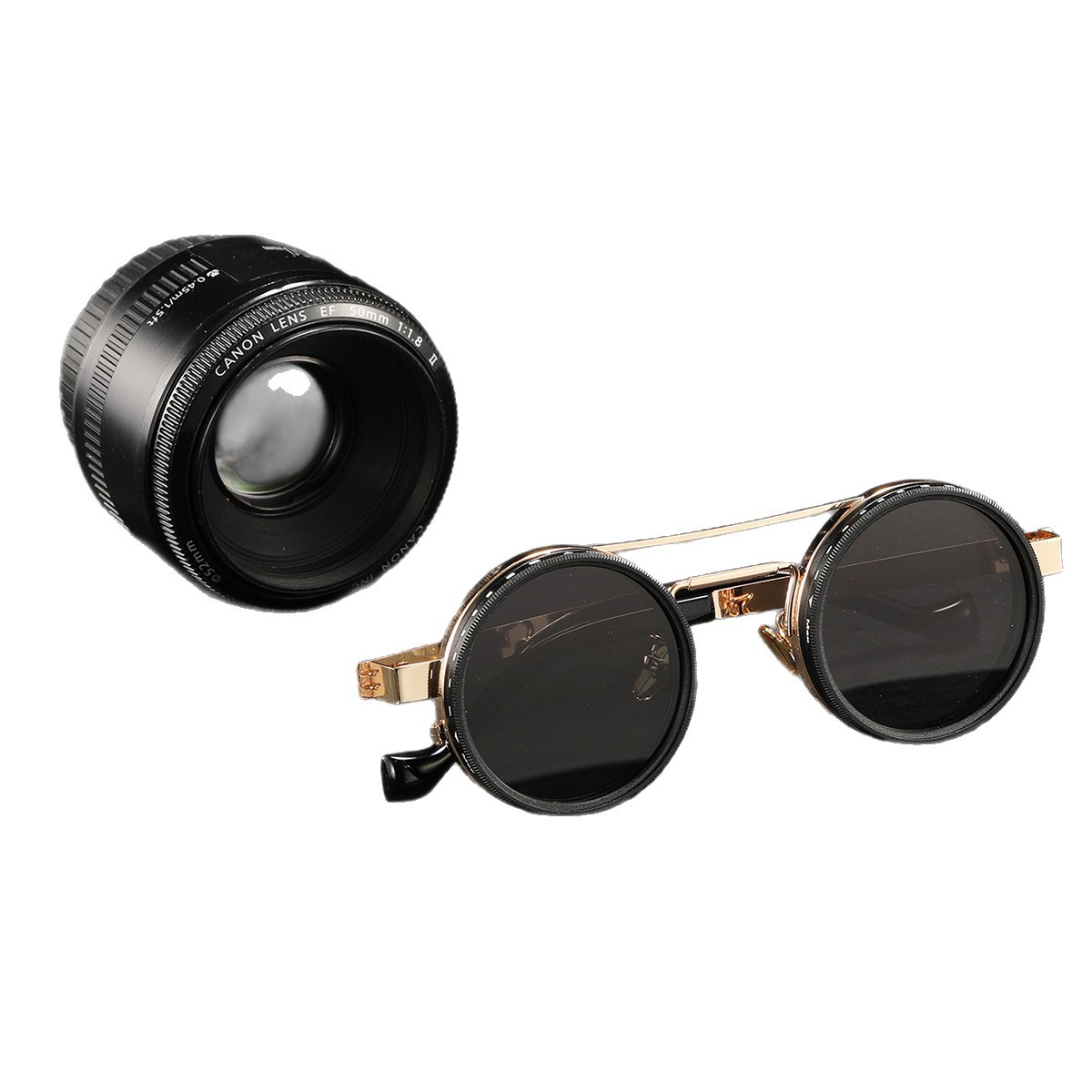 Gafas de sol reductoras de luz ajustable ND de nueve velocidades, filtro giratorio infinito, personalidad retro, gafas de sol polarizadas, estilo vapor punk