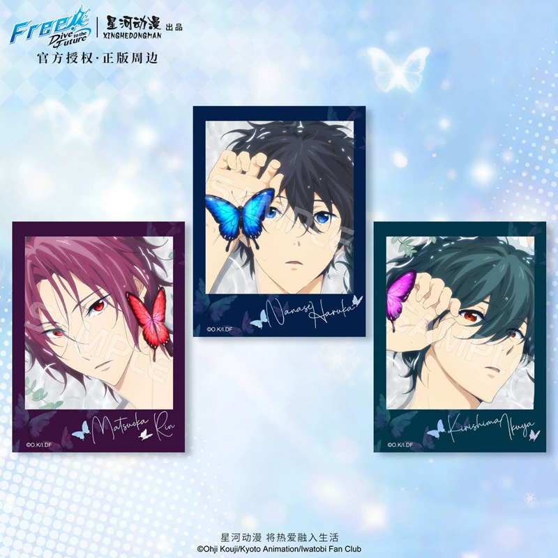 Полароидная карточка (Free!) серия «Butterfly» — Haruka, Rin, Ikuya, бумага 13,7×13 см