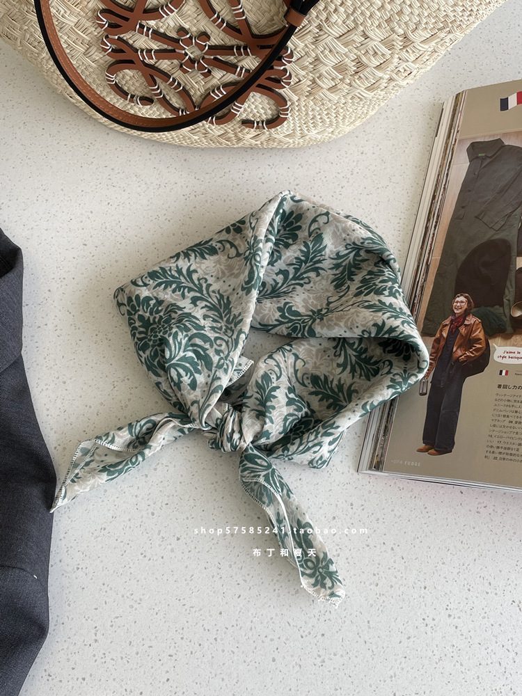 綿麻方巾合集 ~ 超多色柄砕花波点襟巾文芸森系頭巾髪帯包帯女