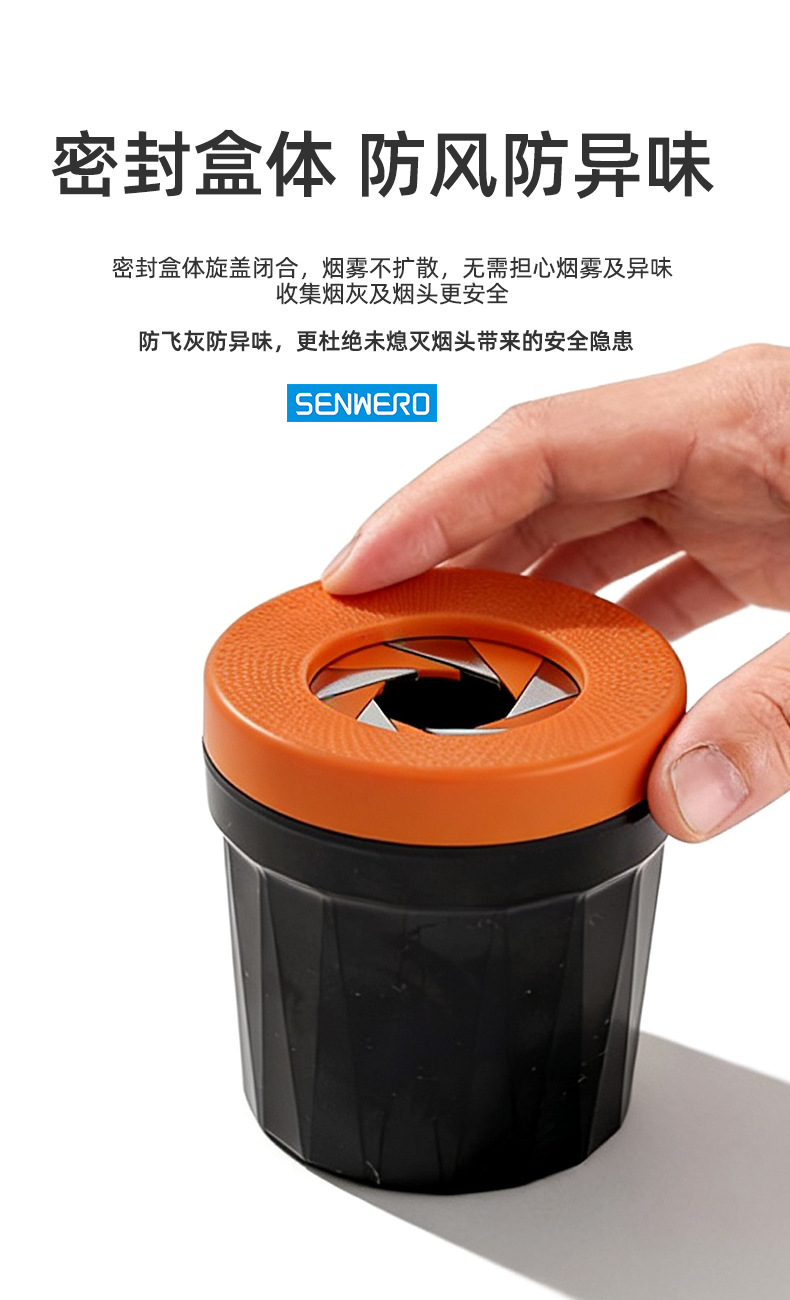 Car Ashtray, Desktop Ashtray, Car Trash Can with Smoke Extinguishing Ring, Rotating Lid, Car Garbage Container to Prevent Ash from Flying