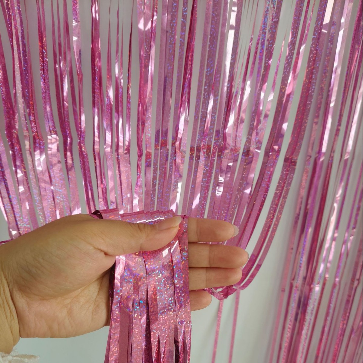 Cortina de lluvia de fiesta, decoración de la escena de cumpleaños de la boda, suministros, decoración de la fiesta, fondo, borlas brillantes, tiras de colores, transfronterizo