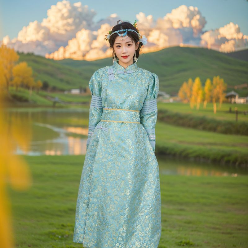 파란색 몽골 가운 + 벨트