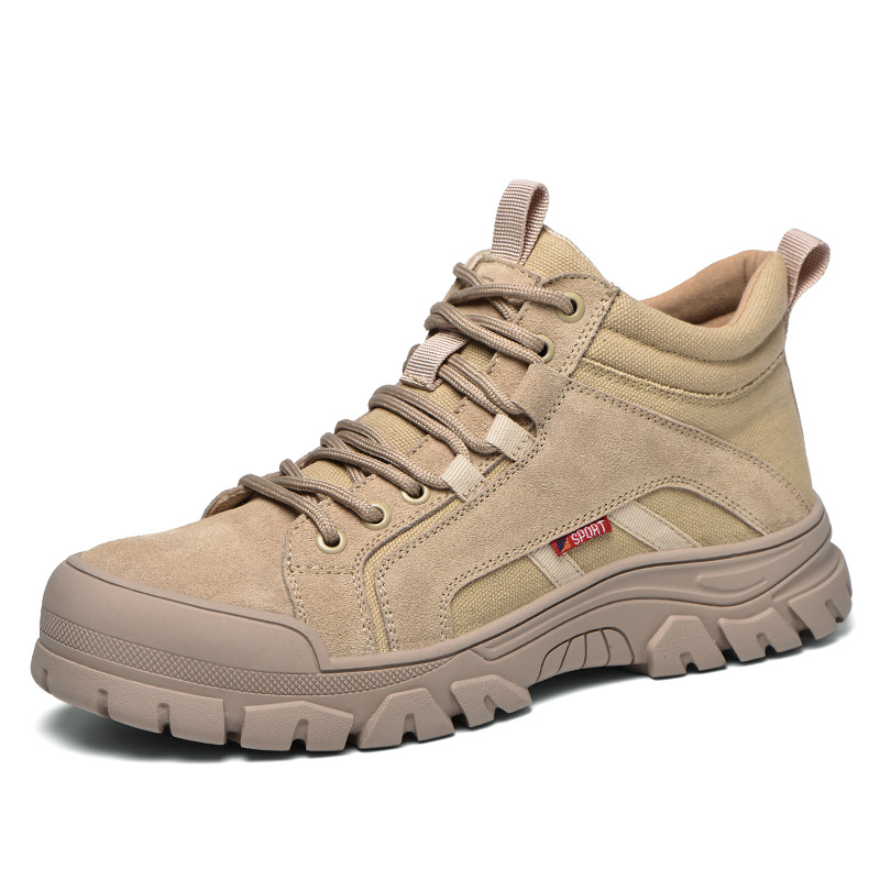 Zapatos de trabajo de verano para hombre, resistentes al desgaste, ligeros, de caña alta, transpirables, con puntera de acero, anti-golpes, anti-pinchazos, zapatos de trabajo para obras de construcción, estilo veraniego