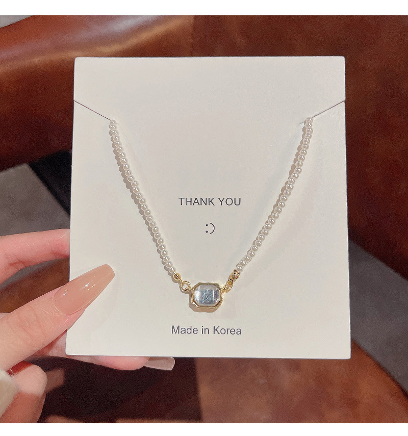 1 Piece Fashion Square Alloy Pearl Plating Inlay Rhinestones Womenu0027S Necklace