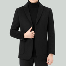 高档双面呢西服男羊毛呢外套短款休闲加厚保暖可拆卸内胆毛呢西装