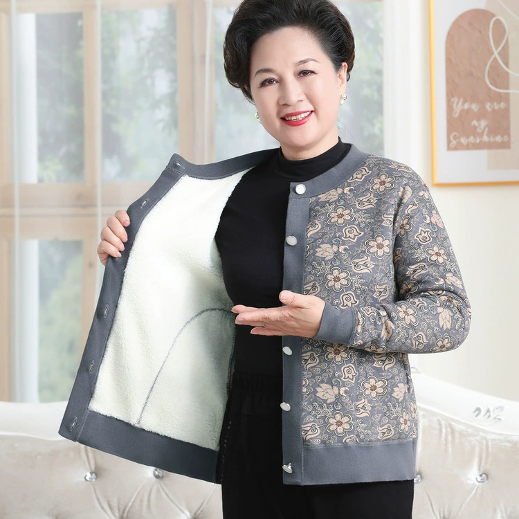 Мама осенняя повседневная короткая куртка свободная иностранная 2024 новая средняя и пожилая женская одежда осень и зима тонкая маленькая хлопчатобумажная одежда