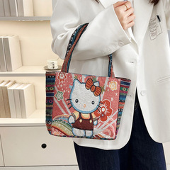 国境を越えたアニメ子猫の両面刺繍女性バッグママの手バッグ大容量サラリーマン通勤バッグ