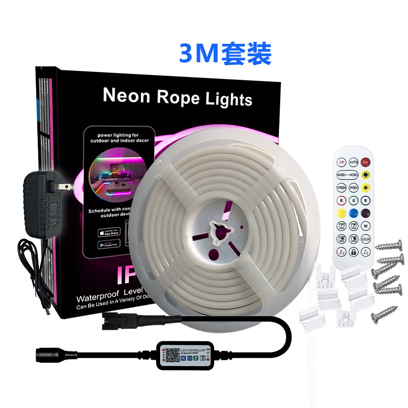 Tira de luz de neón de colores brillante caballo agua corriente Bluetooth música tira de luz al aire libre DIY impermeable tira de luz de silicona flexible