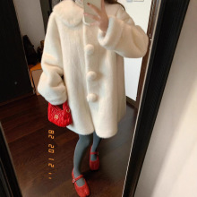 中古雪球皮毛一体仿水貂毛毛球环保皮草外套女冬高级感毛茸茸上衣