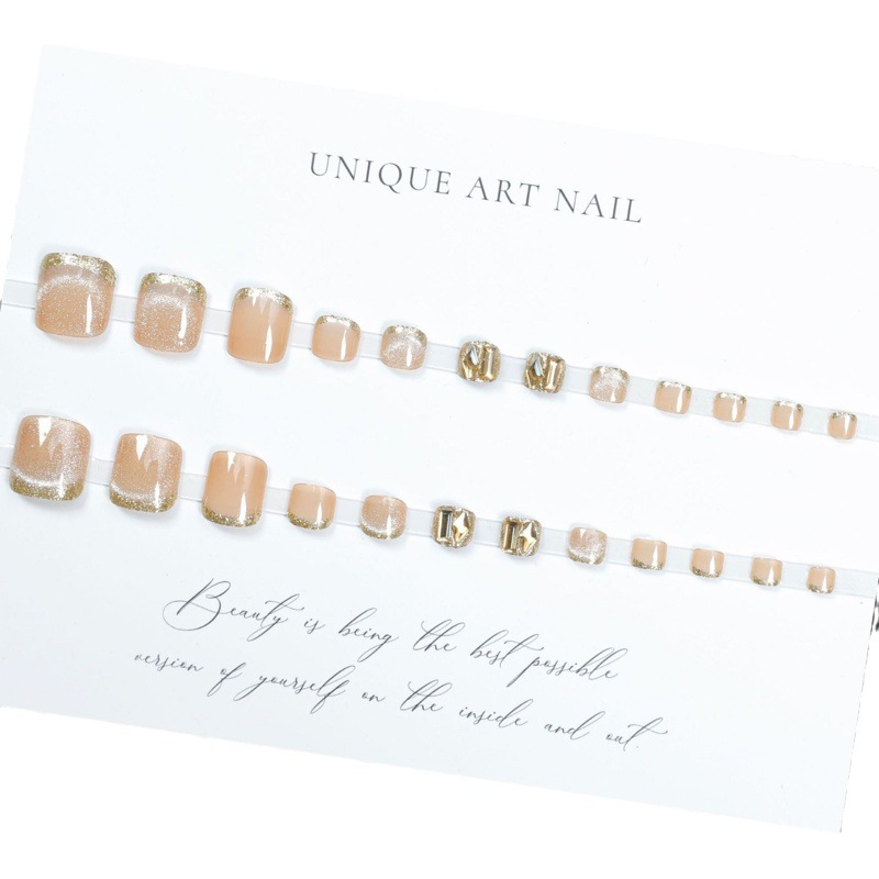 Uñas de uñas desgastadas a mano parche blanco café ojo de gato completo diamante fototerapia uñas belleza pieza acabado uñas desmontable