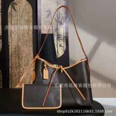 M&LV驴家大牌经典老花carryall中号购物袋子母包单肩斜跨托特包