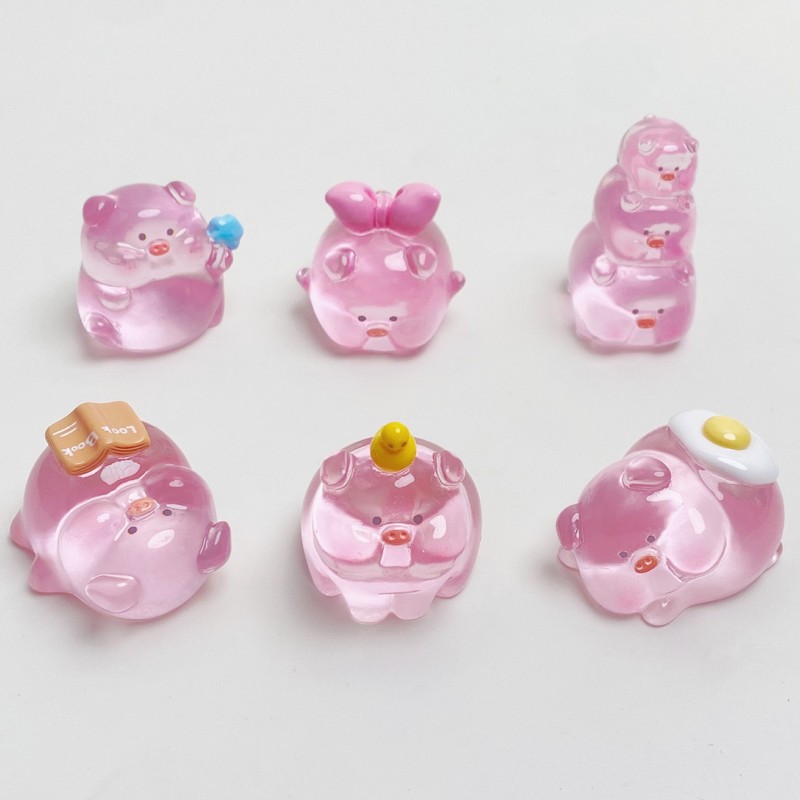新しいかわいい透明発光スタッキング豚 Douyin dy 樹脂アクセサリー人形かわいいトレンディなブラインドバッグ露店卸売|undefined