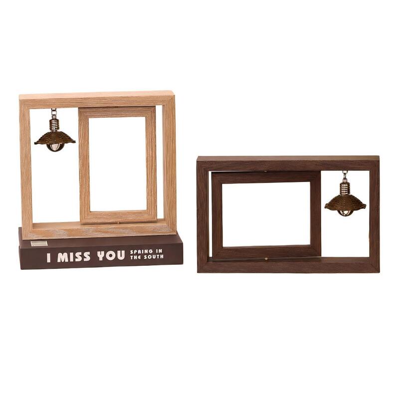 Creative Zen-style double-sided 6inch 7inch rotating photo frame stand, personalized photo album, creative gift, simple wooden ornament Creative Zen-style double-sided 6inch 7inch rotating photo frame stand, personalized photo album, creative gift, simple wooden ornament