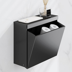 Wholesale toilet tissue box toilet roll toilet paper holder punch-free stainless steel black toilet paper hand wiping