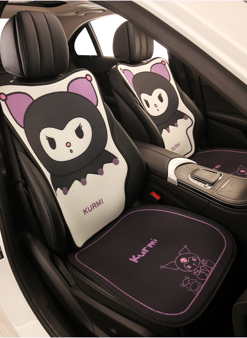 Kuromi Car Seat Cushion, Universal for All Seasons, Cute Cartoon Seat Cushion, Summer Breathable Seat Cover, Women's Rear Seat Cover