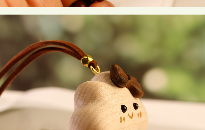 Wholesale Beech Wood Cute Bow Cloud Solid Wood Car Pendant Healing Car Rearview Mirror Hanging Ornament Dropshipping