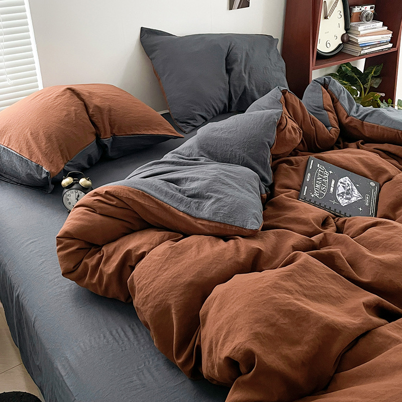 Four-Piece Bed Set with Quilt Core, Pillow Core, Quilt Cover, Bed Sheets, Quilt Set, Complete Set of Student Dormitory Three-Piece Set for Single Person