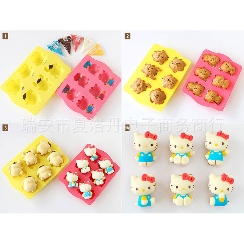 Pastel de silicona molde pudín perro KT gato grado alimenticio dibujos animados pastel bandeja para hornear cubo hielo chocolate alta resistencia a la temperatura