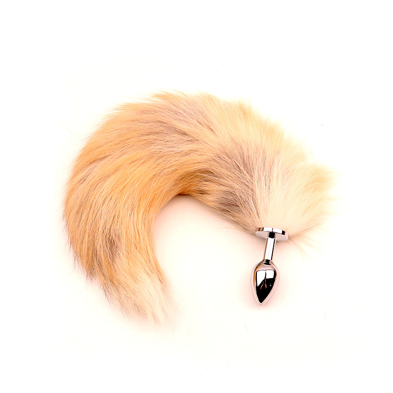 Fox Tail Metal Anal Plug with Plush Cross Fox Tail, Blue Cosplay Design — detail image 6