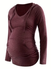 D 48744 Hooded V-Neck Pocket Top �и����� ����ѷŷ���羳
