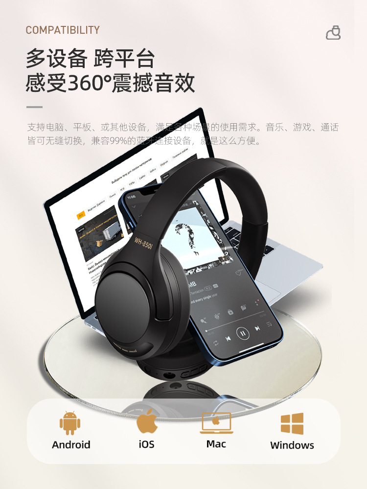 New special model Bluetooth ANC over-ear noise-cancelling headphones with ultra-long battery life wireless music gaming e-sports headphones