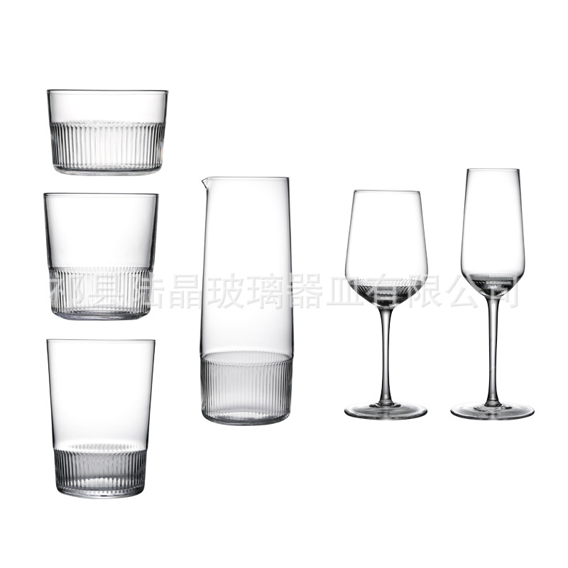 Lu Jing creativo patrón semi-vertical copa de vino taza de agua hogar de gran capacidad taza de jugo taza de té taza de la raya juego de agua traje