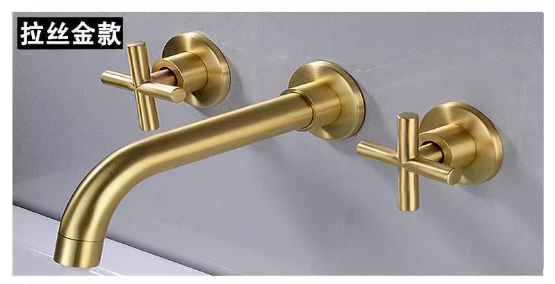 Cross-border all-copper double-handle concealed washbasin, hot and cold water faucet, hotel apartment, homestay, built-in wall-mounted faucet undefined