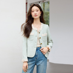 拼接花边小香风洋气短外套女秋季2025新款小个子气质高级法式上衣