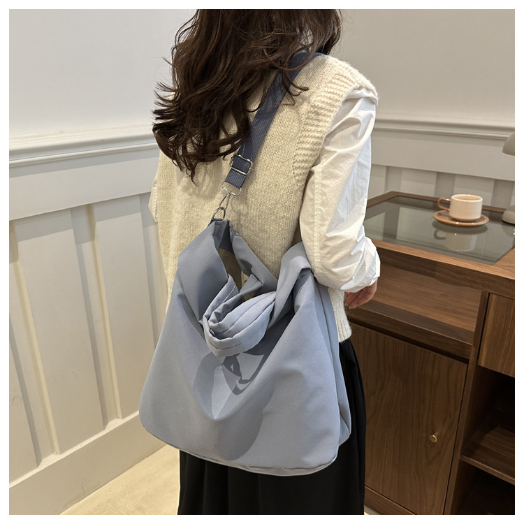 New casual nylon fashion solid color 2024 large-capacity solid color tote canvas crossbody single-shoulder hand-held Tote bag undefined