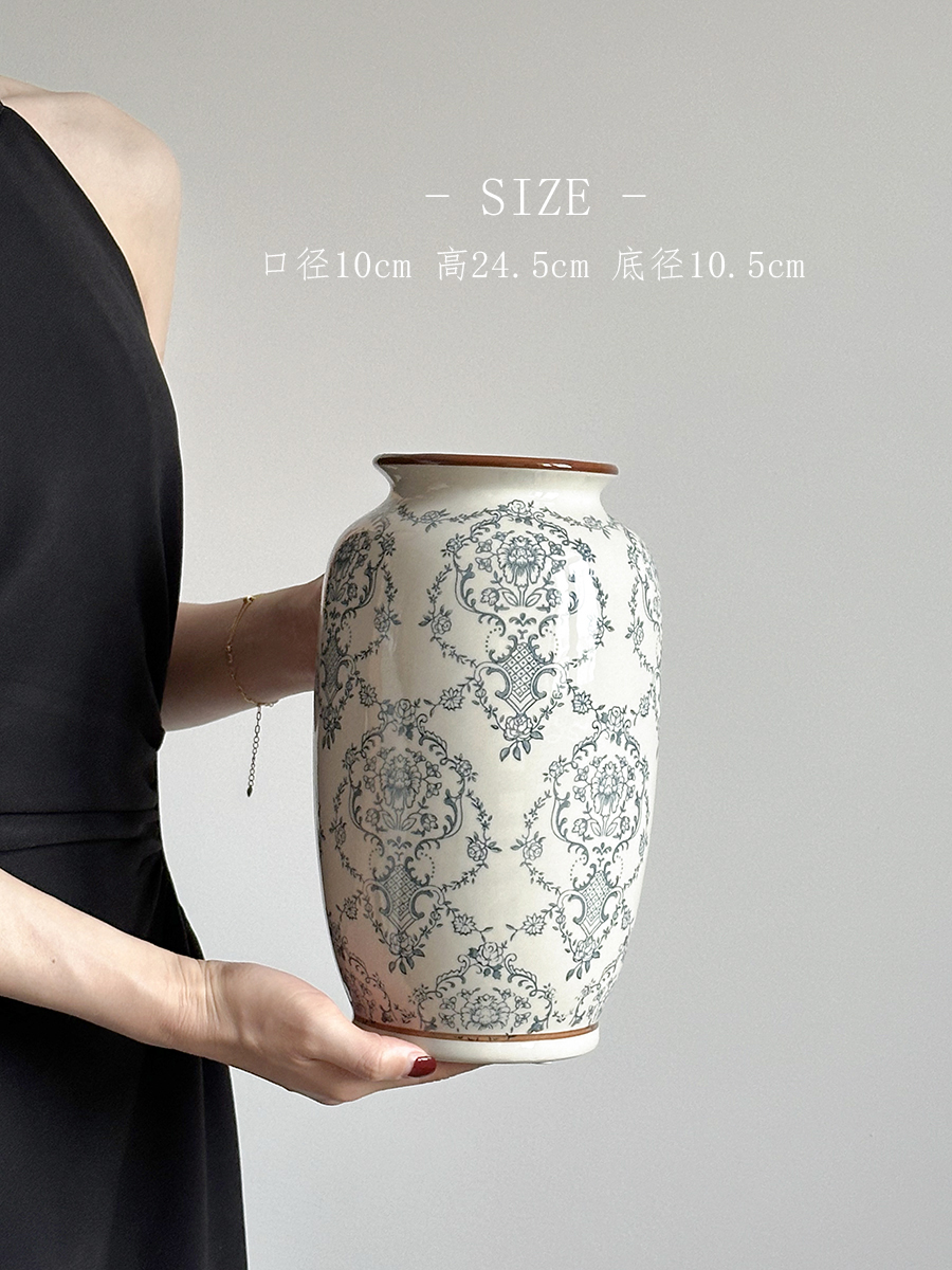 Flor azul porcelana vintage flor de cerámica decoración floral sala de estar vasijas de cerámica decoración de lujo ligera nueva flor china