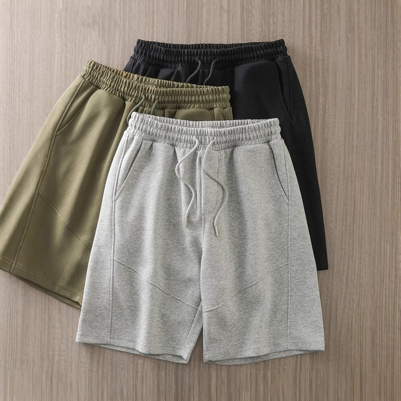 American Style 360g Heavyweight Casual Shorts Men's Summer 2025 New Sports Mid-Pants Gray Sweatpants Loose Five-Point Pants