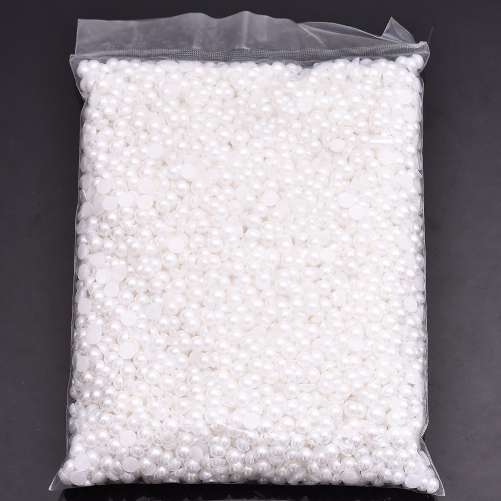 Manicura plana perla joyería cremosa-blanco semicírculo tridimensional perla uñas decoración paquete entero DIY hecho a mano al por mayor