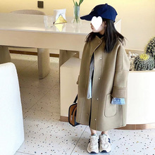 童装秋冬款高档儿童双面呢大衣女童春秋装毛呢韩版中大童呢料外套