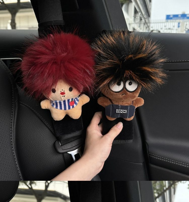 Cute Afro-Style Car Seatbelt Shoulder Pads, Car Seatbelt Covers, Car Interior Decoration Items, Anti-Neck Strangulation