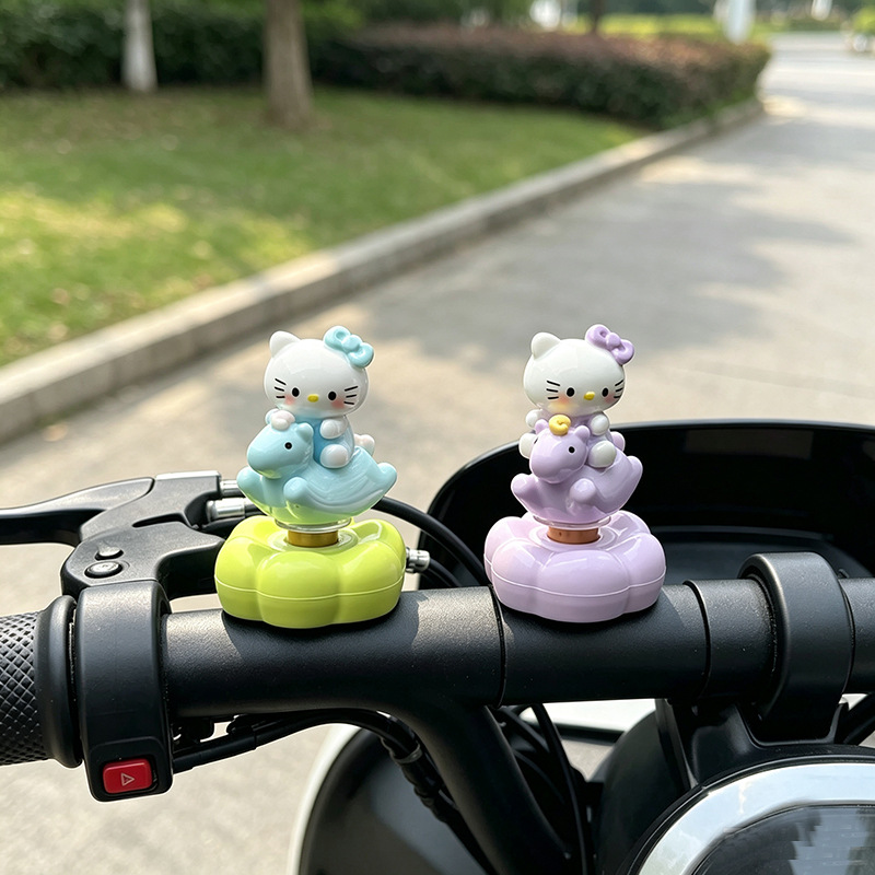 Creative and cute rotating Hello Kitty car ornament, suitable for electric car interiors, car dashboard, and office desk decoration