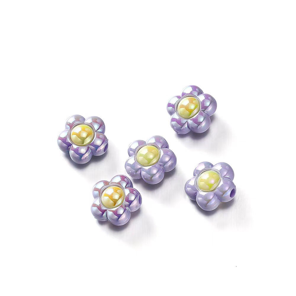 Cuentas de acrílico coloridas plateadas AB y de dos colores girasol, para DIY, accesorios de joyería, llaveros para teléfono móvil, venta al por mayor.