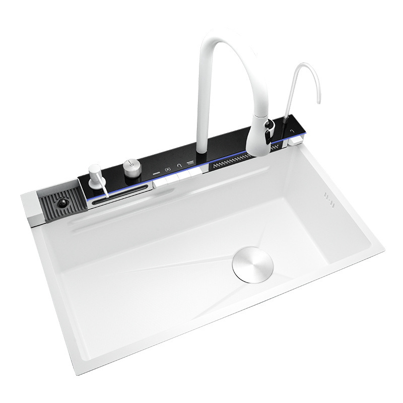 Fregadero cascada de acero inoxidable 304 con rociador tipo lluvia