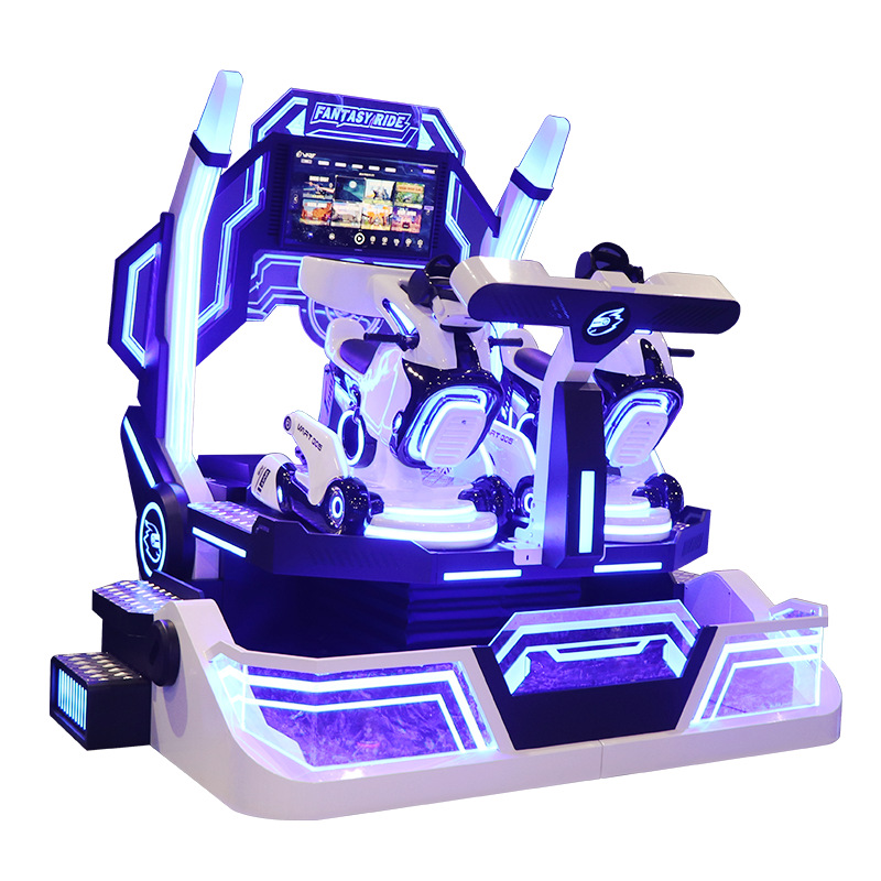 VR Simulador de motocicleta pequeña para dos personas VR máquina de juego de viaje de tiempo y espacio entretenimiento equipo de experiencia de inversión virtual