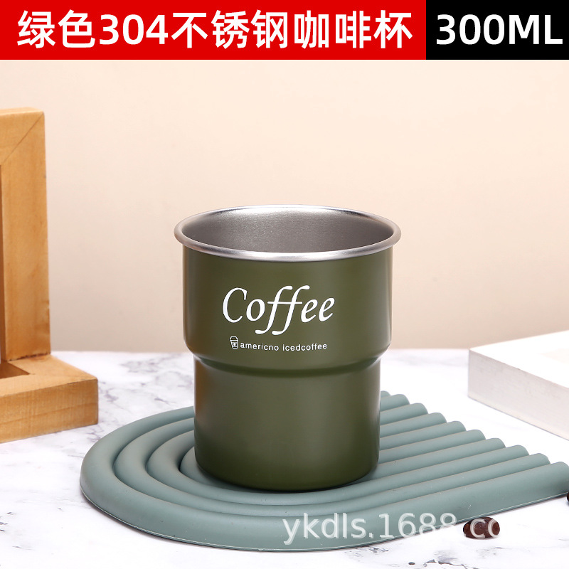 Taza de escalón de una sola capa para exteriores Taza de café de acero inoxidable 304 ins Vaso de cerveza de camping de borde rizado conveniente de alto valor