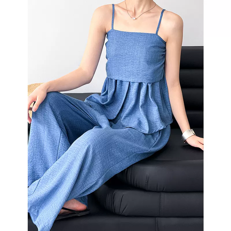 橘芷福利款 不退不换~纯色上衣两件套时尚休闲阔腿裤长裤79800