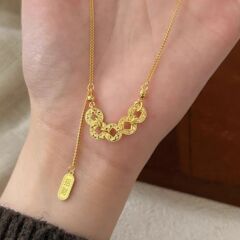 白铜新款古法碎冰冰五帝钱币项链女精致高级感轻奢小众设计批发
