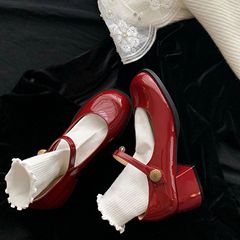 葡萄媽studiolee 艾拉公主～復古簡約圓頭一字粗跟瑪麗珍鞋女春