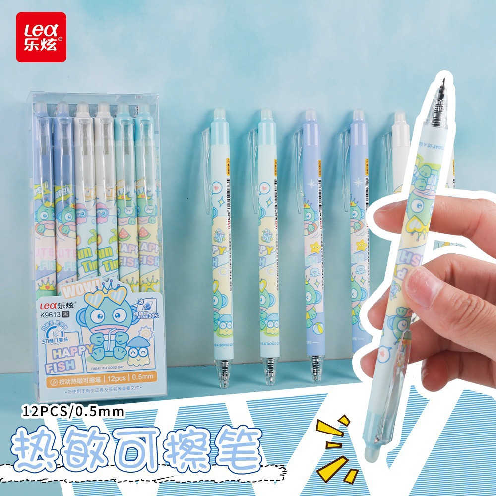 Bolígrafo borrable azul de oso de pan de dibujos animados