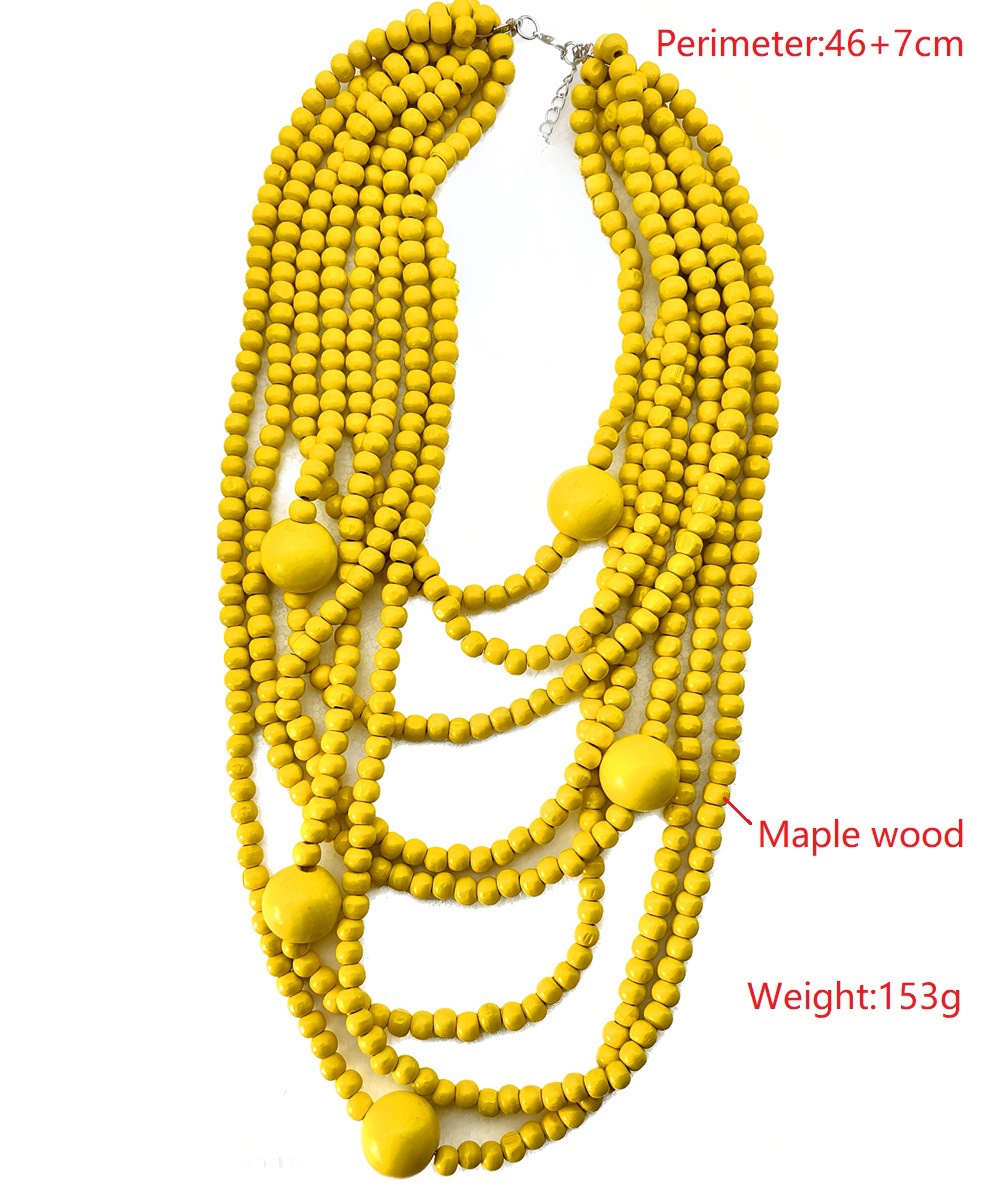159g Weight Sweater Chain Classification Wood Chain Material 1 Piece Quantity Holiday, Daily Occasion Wood Material Round Pattern Women's Gender Beaded, Stoving Varnish Design Casual, Ethnic Style Style Casual Ethnic Style Round Wood Wholesale Sweater Chain 无