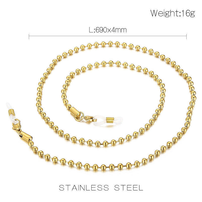 10g Weight Glasses Chain Classification 304 Stainless Steel Material Adults Gender European And American Trend Titanium Steel Sunglasses Glasses Anti-skid Beads Chain Jewelry 1