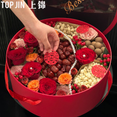 新商品のネット紅果物の花箱の大きいサイズの丸い生け花箱の高級な生花の贈り物の包装箱の花芸DIY材料