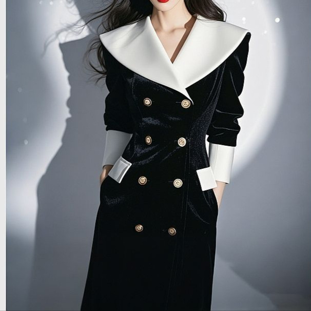2026 Autumn Soufflé Light French Style Outfit for Formal Occasions, Hepburn Style Long Dress, Black Velvet Dress 2026 Autumn Soufflé Light French Style Outfit for Formal Occasions, Hepburn Style Long Dress, Black Velvet Dress